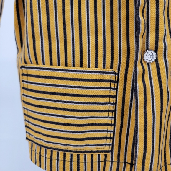 Vintage Yellow Navy Blue Striped Horseshoe Button Western Blazer Girls Size 6 - Picture 12 of 14